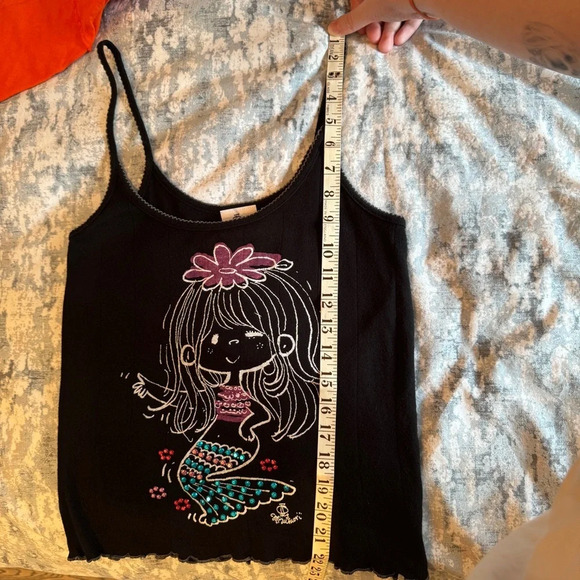 Ado Mizumori Tank Top Sz XS Kidcore  Y2K Kawaii Rhinestone Mermaid Lettuce Hem - Picture 12 of 13